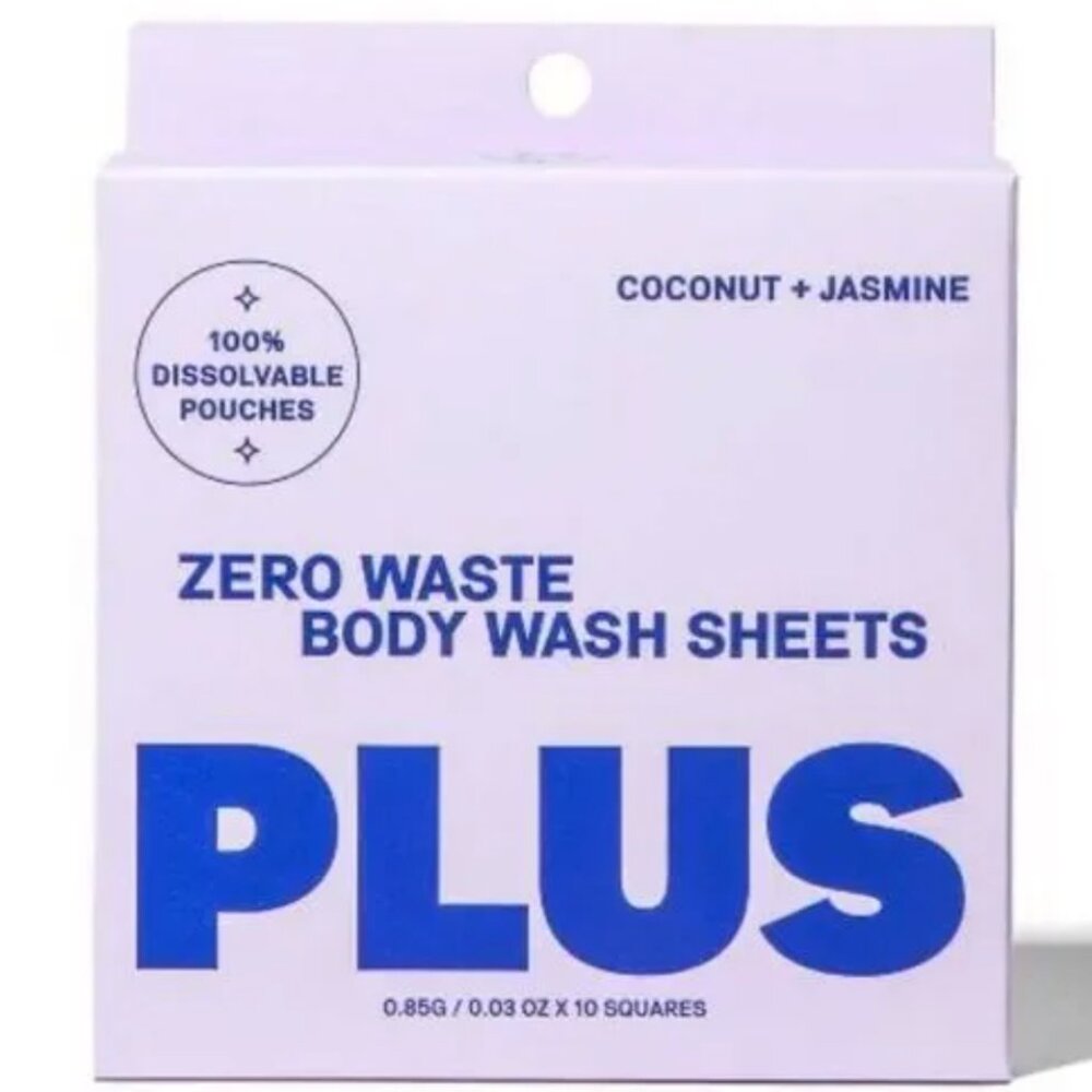 Plus Zero Waster Body Wash Sheets Coconut + Jasmine 10 count